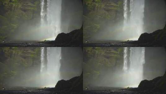 瀑布水流中的彩虹高清在线视频素材下载