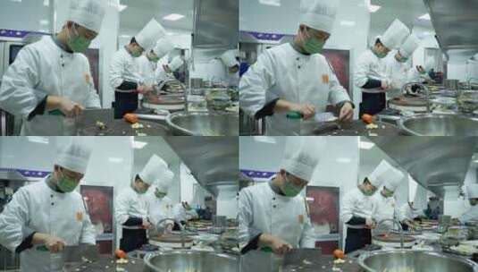 厨房厨师切菜洗菜高清在线视频素材下载