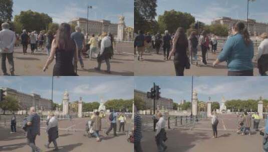 跟踪拍摄广场上的游客高清在线视频素材下载