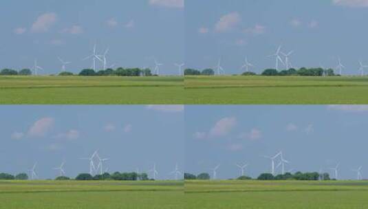 田地里的风力发电机高清在线视频素材下载