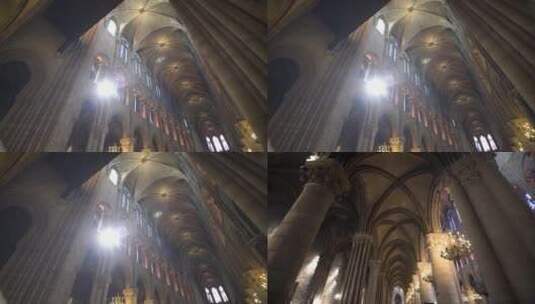 巴黎圣母院内观高清在线视频素材下载