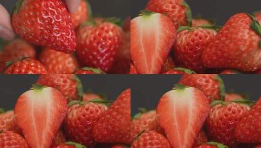草莓特写草莓内部高清在线视频素材下载