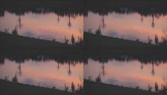 成都秦皇湖湖面日落倒影高清在线视频素材下载