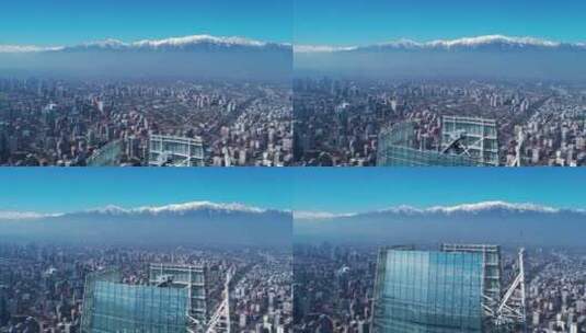 航拍智利城市中心的摩天大楼高清在线视频素材下载