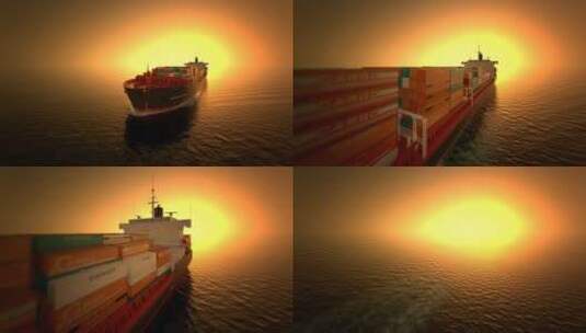 货船在开阔海域上运输高清在线视频素材下载