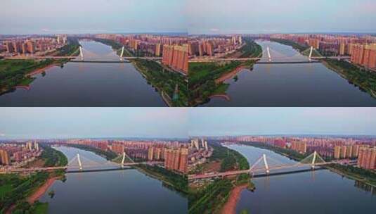 中国辽宁沈阳浑河富民桥城市风景高清在线视频素材下载