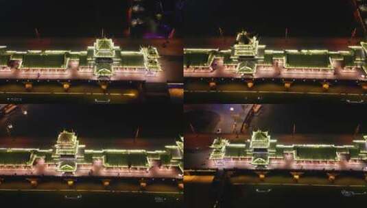 四川德阳罗江廊桥夜景4高清在线视频素材下载