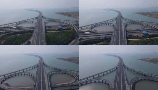 4k 航拍青岛胶州湾跨海大桥高速公路高清在线视频素材下载