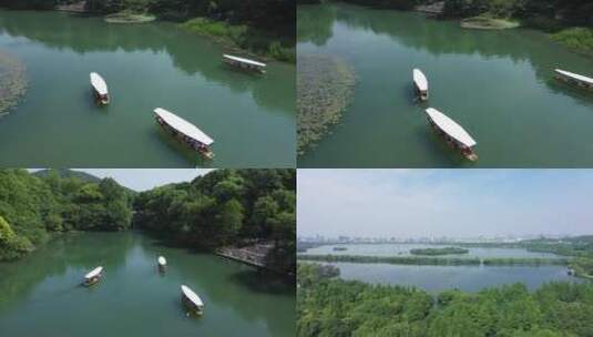 航拍杭州西湖浴鹘湾自然风景高清在线视频素材下载