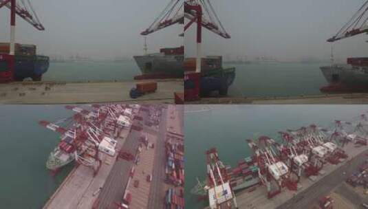 青岛港码头港口集装箱运输园区高清在线视频素材下载