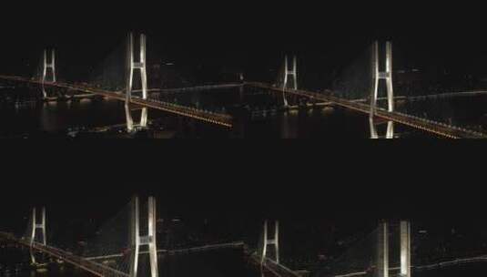 南浦大桥夜景航拍高清在线视频素材下载