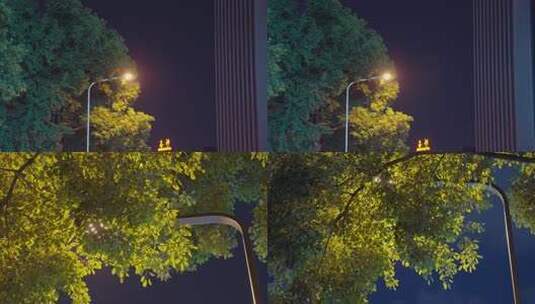 城市夜晚街边路灯高清在线视频素材下载
