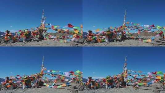 川西高原上的藏族经幡高清在线视频素材下载
