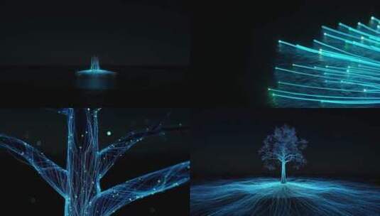 科技感粒子树生长大屏开场动画高清在线视频素材下载