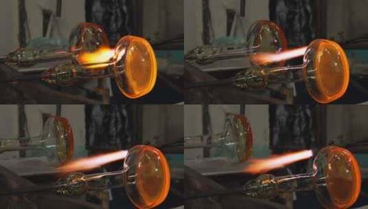 水烟瓶制作烧纸玻璃艺术火焰玻璃制作高清在线视频素材下载