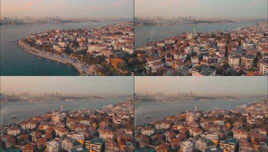 超延时伊斯坦布尔城市全景拍摄高清在线视频素材下载