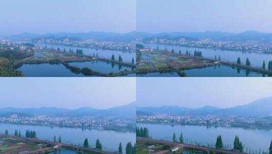 富春江江南水乡风景航拍视频高清在线视频素材下载