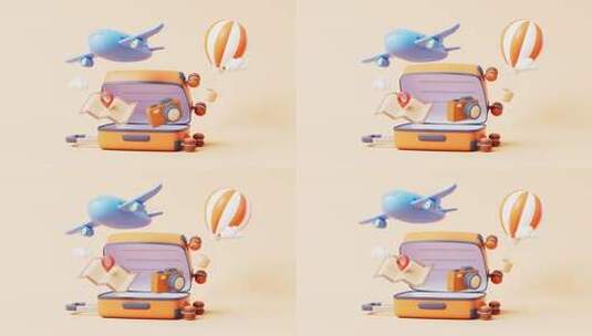 卡通飞机模型循环动画3D渲染特效高清在线视频素材下载