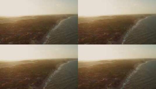 拍摄于日落时分的海边村庄高清在线视频素材下载