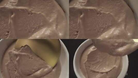 丝滑巧克力挖冰淇淋高清在线视频素材下载