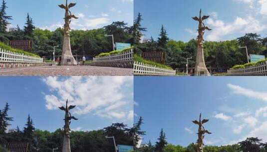 衡阳市回雁峰地标建筑大雁雕像高清在线视频素材下载