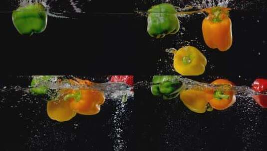 甜椒掉入水中高清在线视频素材下载