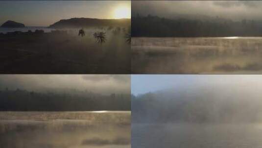 山水湖边意境日出晨雾高清在线视频素材下载