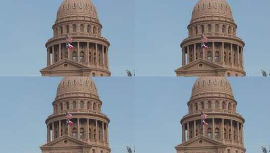 德克萨斯州奥斯汀市中心德克萨斯州国会大厦圆顶的特写白天外部（DX）视图。白天/晚上匹配可用。高清在线视频素材下载
