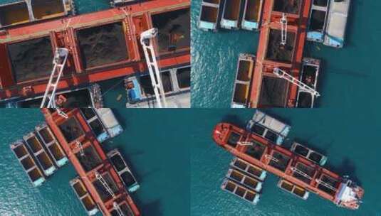 海上运煤船码头物流运输港口进出口集装箱出高清在线视频素材下载