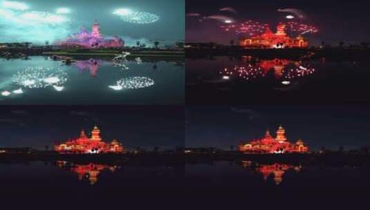 上海迪士尼烟花秀灯光秀高清在线视频素材下载