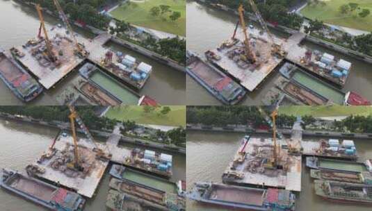 广州海心桥建设初期高清在线视频素材下载