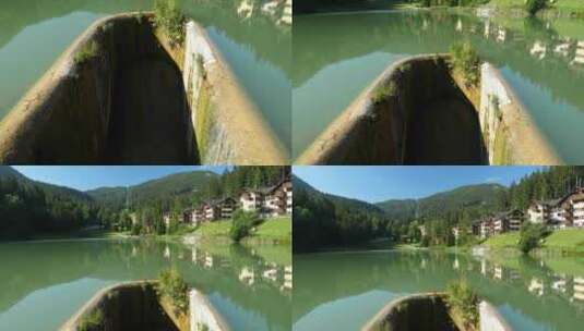 斯洛伐克鲁宗贝洛克镇赫拉博沃水库的景色高清在线视频素材下载