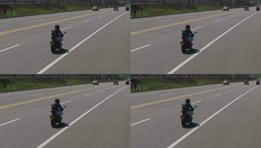 高清实拍汽车摩托车行驶在公路上高清在线视频素材下载