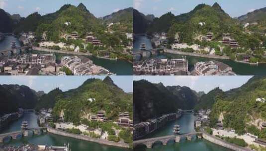 贵州航拍镇远古镇青龙洞倚山靠水大气景色高清在线视频素材下载