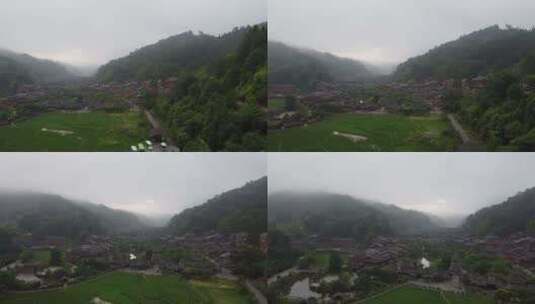 航拍贵州日出肇兴侗寨侗族村高清在线视频素材下载