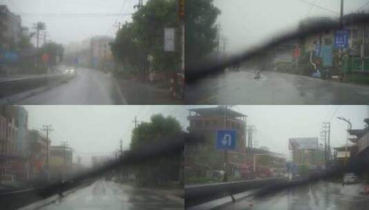 下雨天乡村公路行驶汽车记录仪驾驶第一视角高清在线视频素材下载