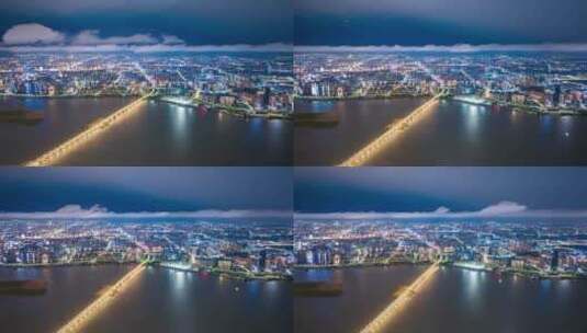 南昌城市夜景延时航拍高清在线视频素材下载