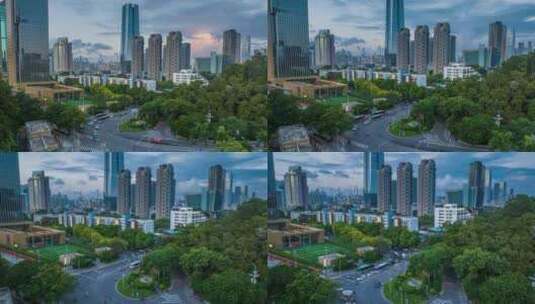4K航拍延时深圳南山蛇口时间广场高清在线视频素材下载