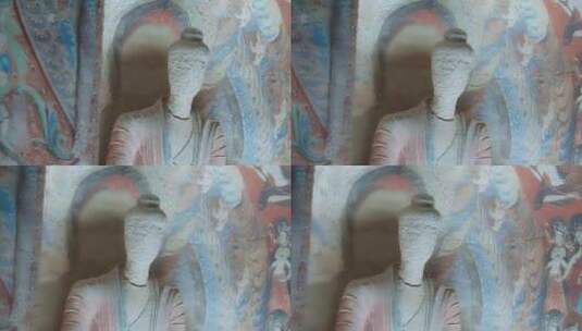 敦煌莫高窟285洞窟壁画雕塑高清在线视频素材下载