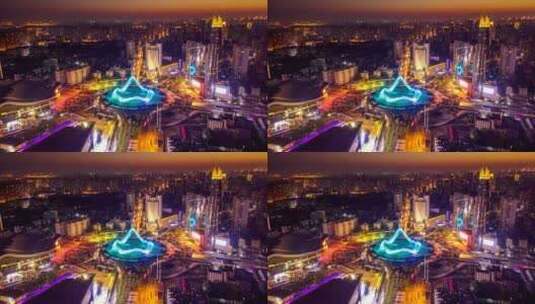 湖北武汉光谷国际广场航拍高清在线视频素材下载