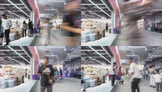 临安人民广场购物中心人群人流延时摄影高清在线视频素材下载