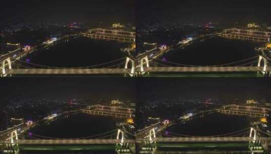 航拍广西柳州红光大桥夜景高清在线视频素材下载