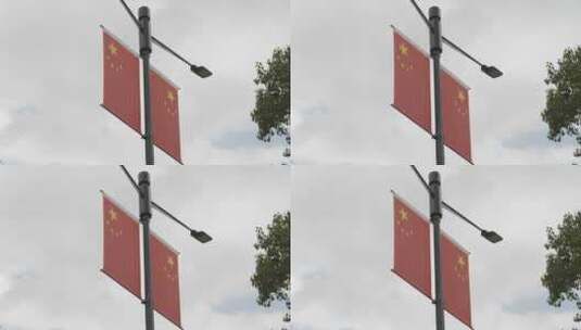 上海 人民广场 国庆节旗帜高清在线视频素材下载