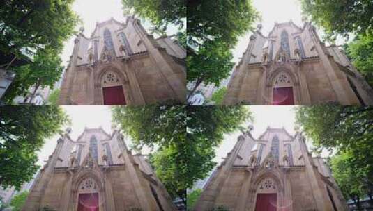 广州圣心大教堂 欧式建筑 历史景观高清在线视频素材下载