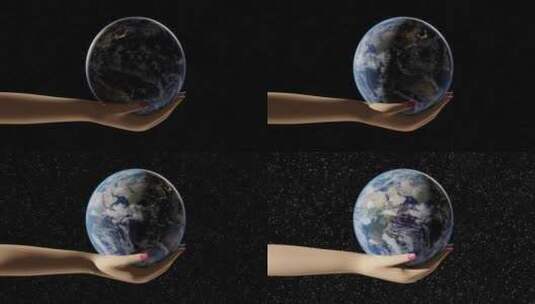 手掌里的地球旋转高清在线视频素材下载