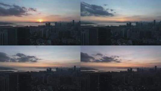 4K航拍深圳城市日落延时高清在线视频素材下载