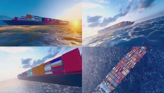 集装箱货运轮船进出口贸易航海高清在线视频素材下载