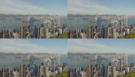 香港维多利亚港中环海滨海港海洋城市天际线高清在线视频素材下载