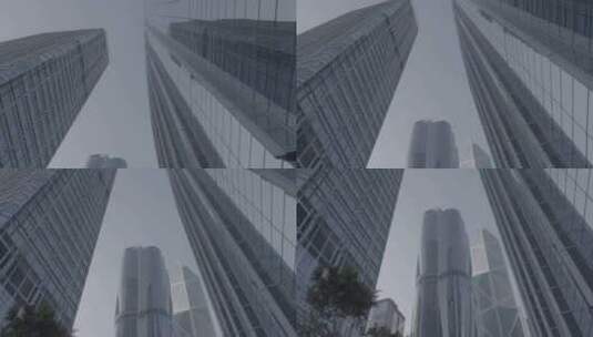 仰拍香港中环写字楼建筑高清在线视频素材下载
