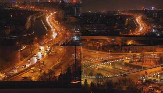 4K北京夜晚城市车流实拍高清在线视频素材下载